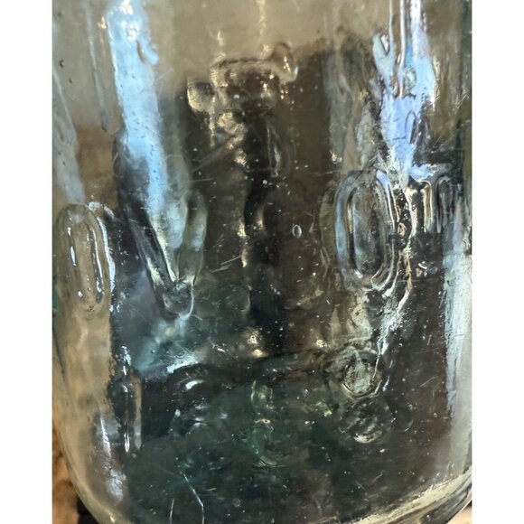 Mason's Hero Cross Patent Nov. 30 1858 Blue Glass Canning Jar Pint Size - Picture 3 of 16